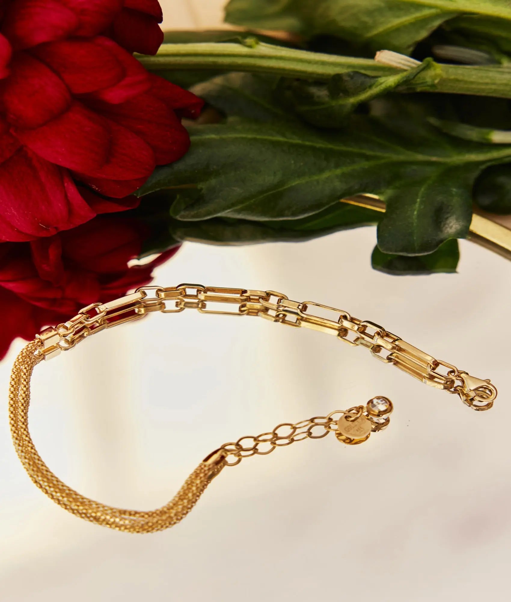 14 Ayar Altın Zincir Kesişimli Örgü Bileklik