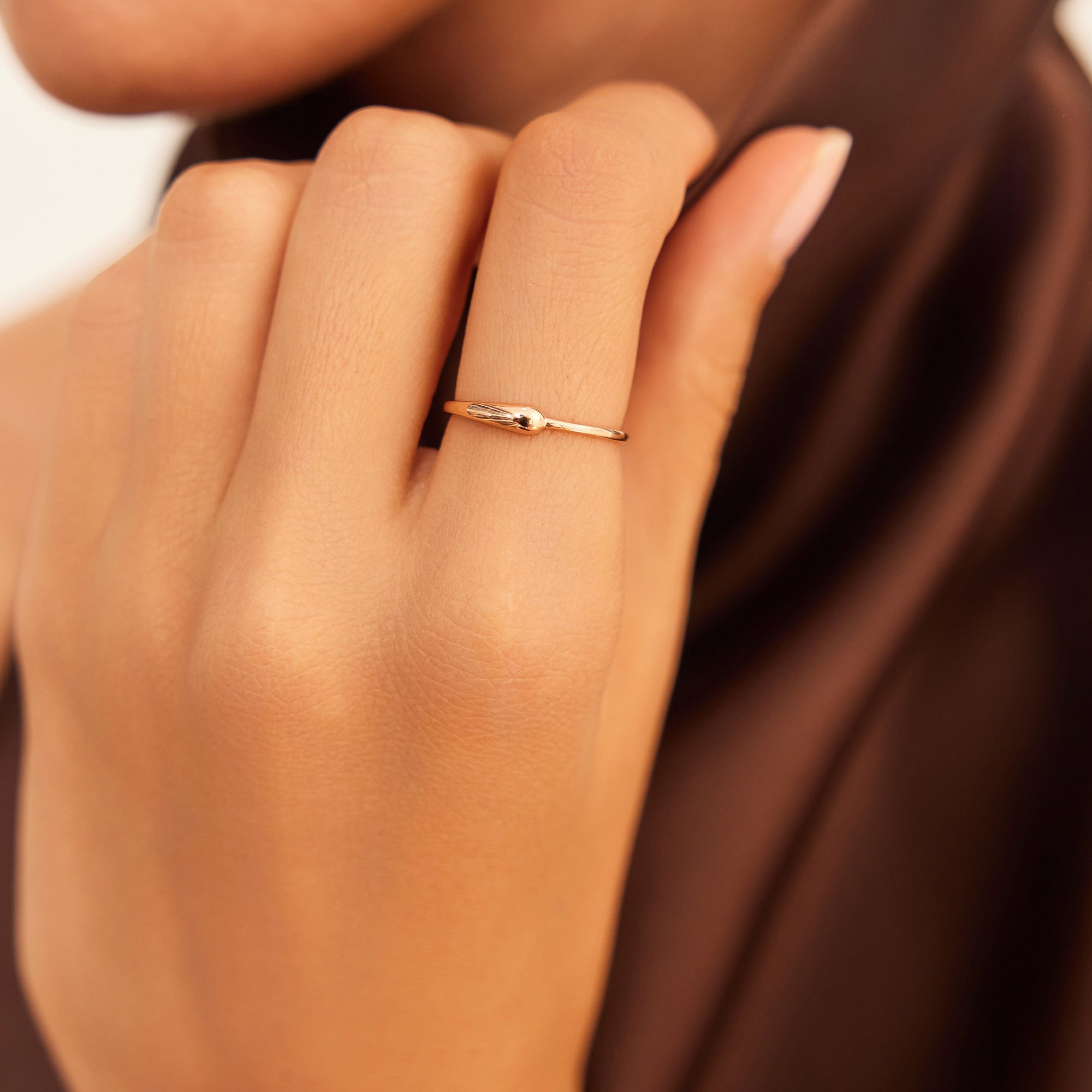 14 Ayar Rose Altın Damla Yüzük