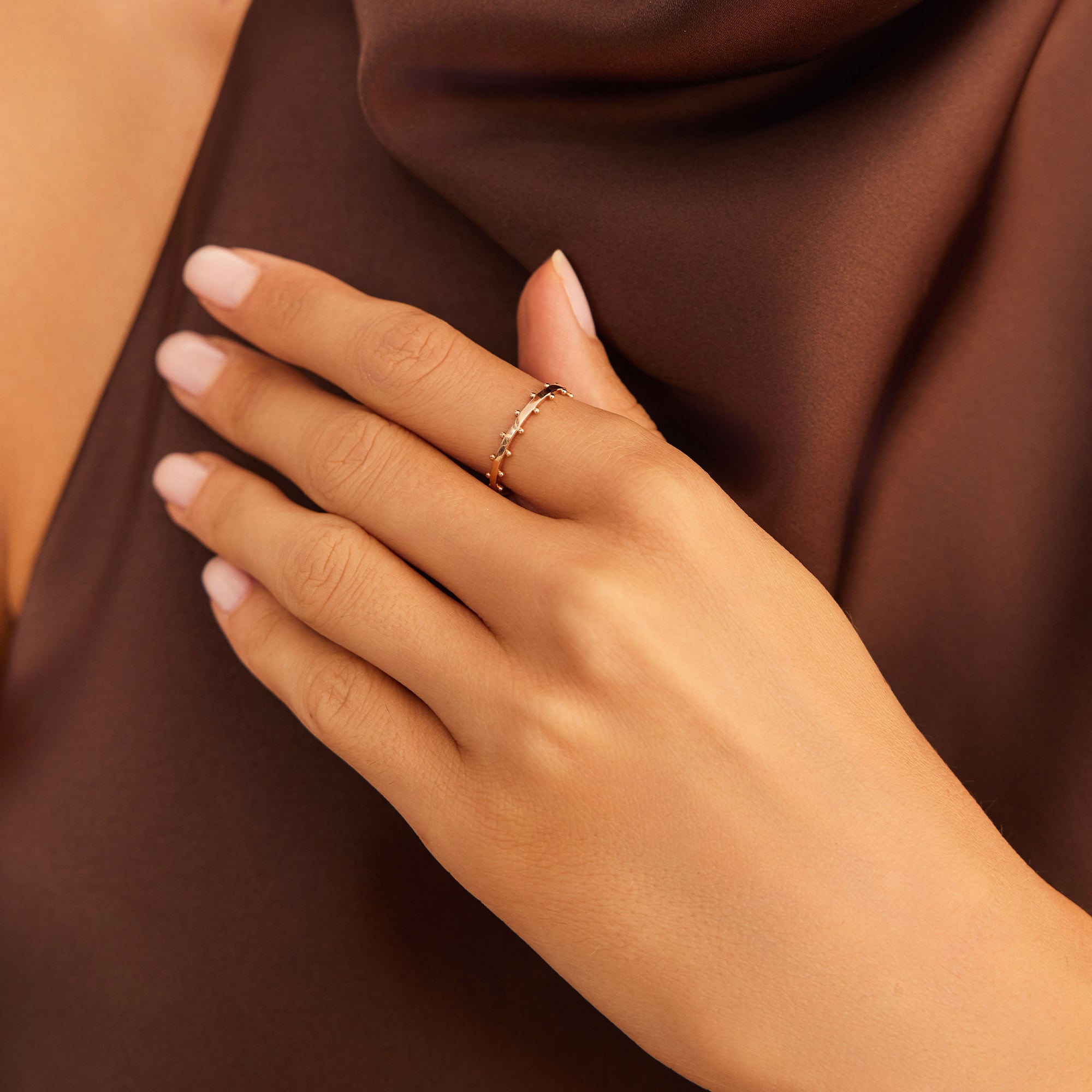 14 Ayar Rose Altın Minik Toplu Yüzük