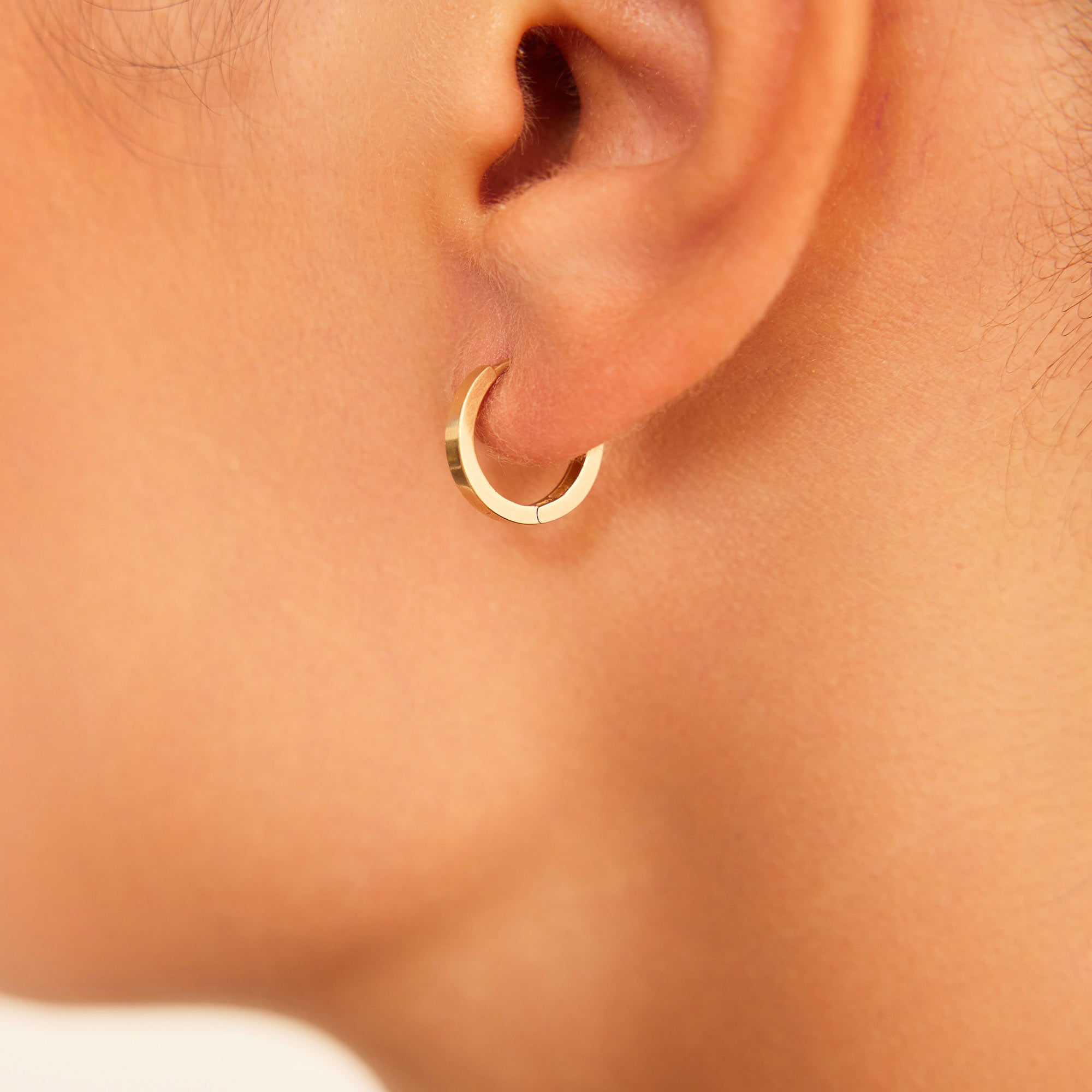 3 mm 14 Ayar Altın Halka Küpe Gizli Kilitli 1,5 Cm