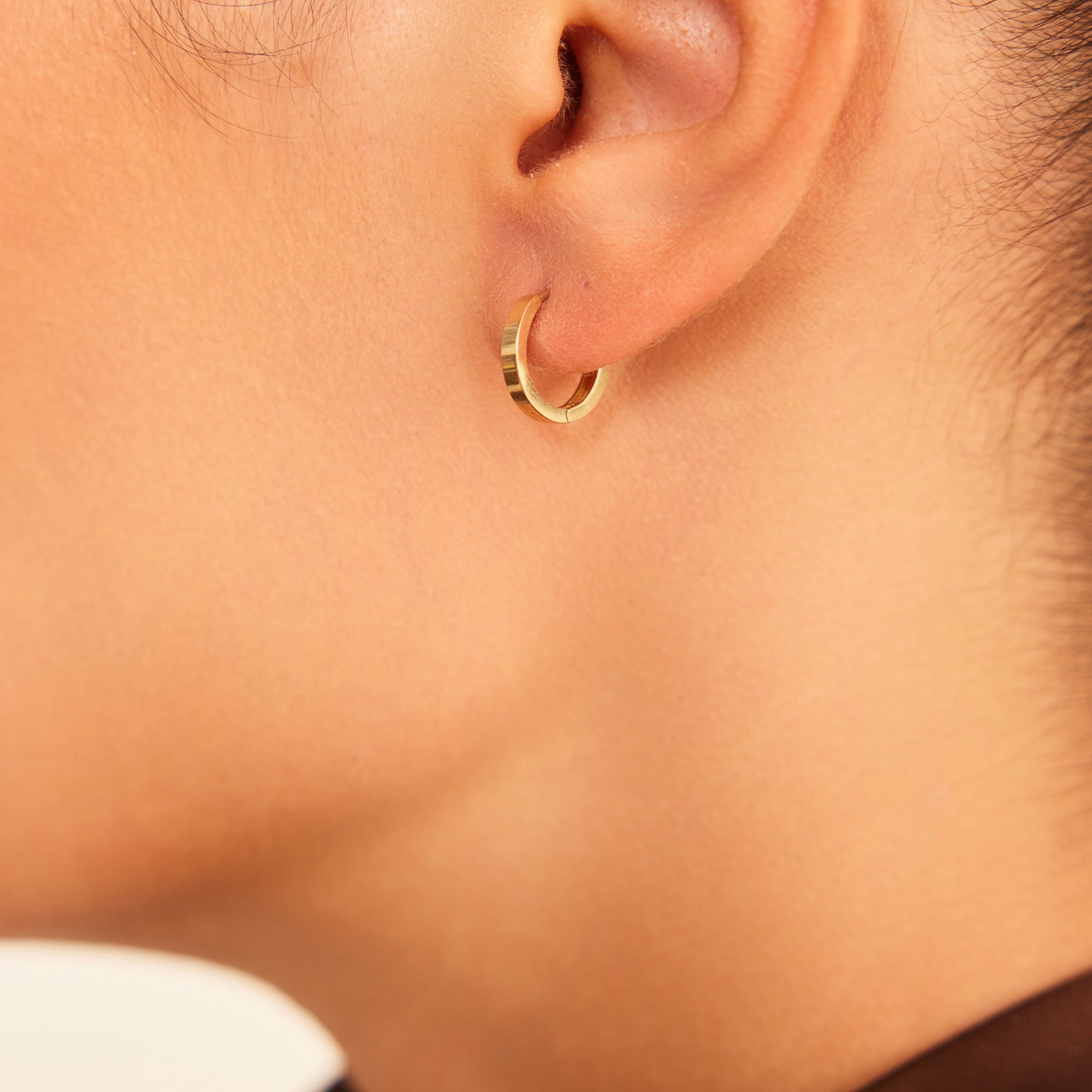 3 mm 14 Ayar Altın Halka Küpe Gizli Kilitli 1,5 Cm