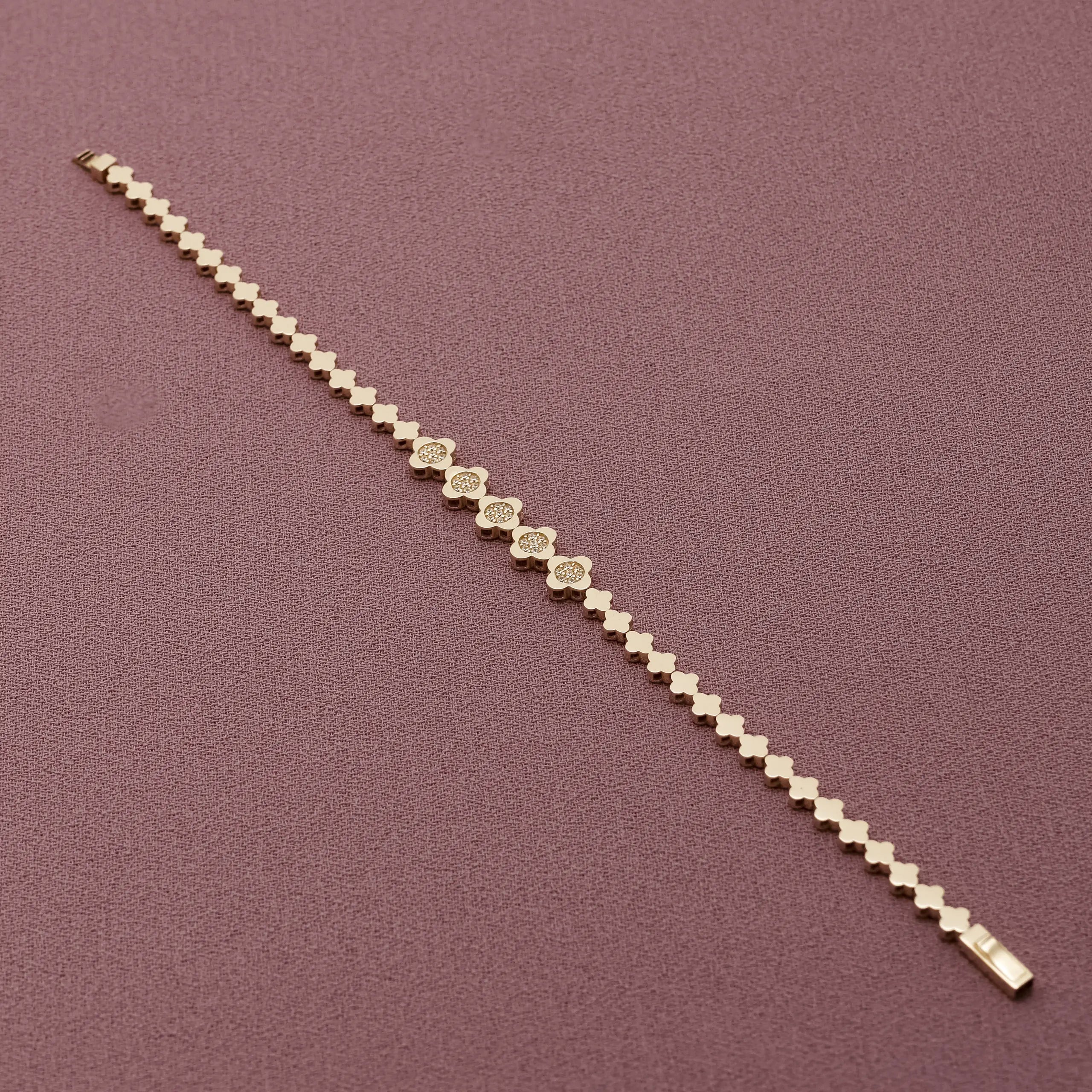 14 Ayar Altın Çiçek Motifleri Trend Bileklik