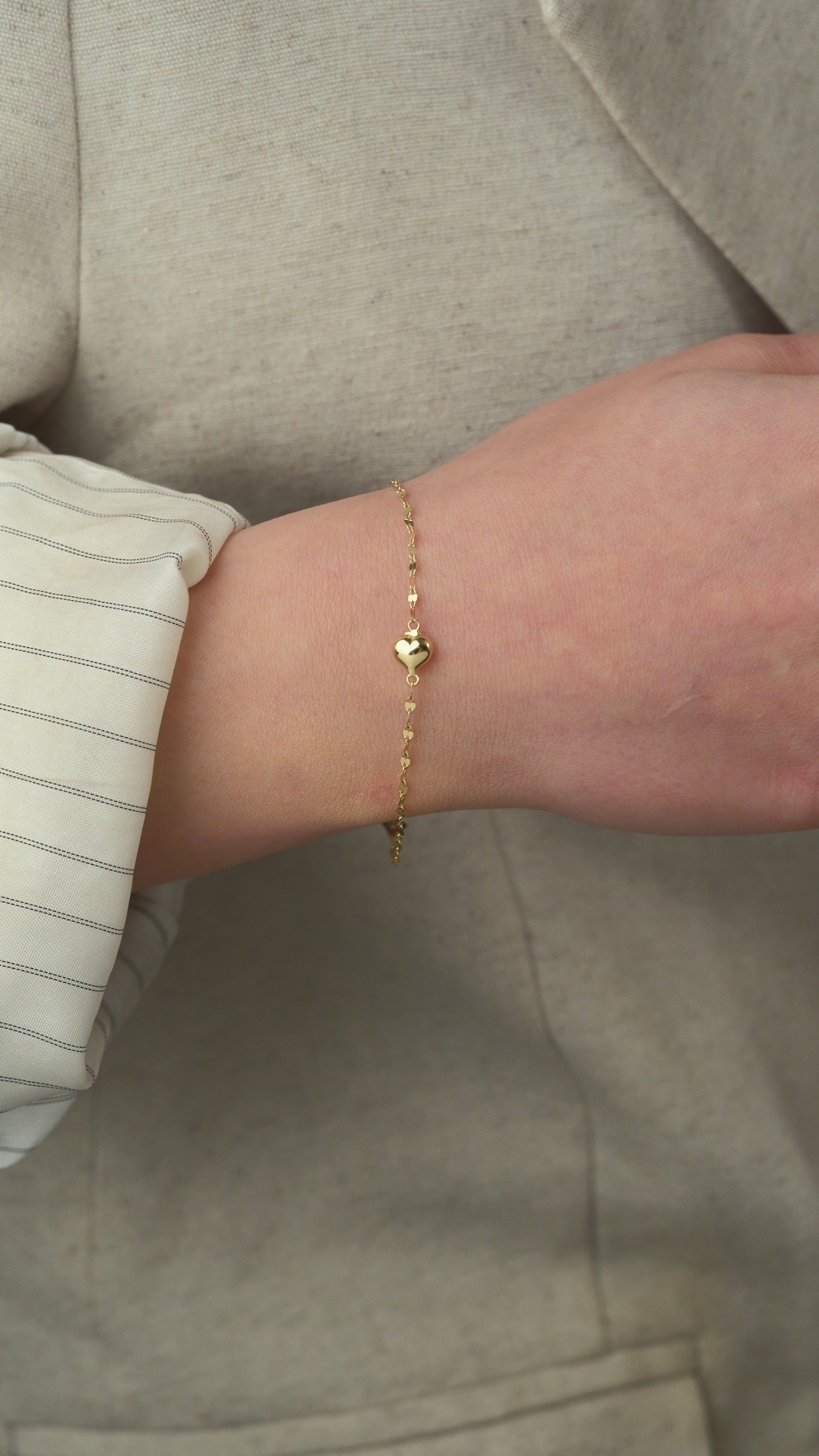 14 Ayar Altın Kalp Figür Bileklik